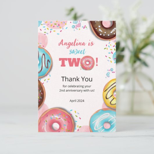 フラットサンキューセカンドバースデーカード。 サンキューカード (スタンド正面)