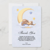 フラットサンキューバニー付きベビーシャワーカード。 サンキューカード (正面)