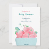 フラットサンキューベイビーシャワーカードイチゴ サンキューカード (正面)