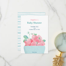 フラットサンキューベイビーシャワーカードイチゴ