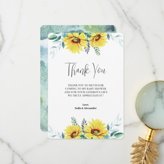 フラットサンキューベイビーシャワーカード サンキューカード (正面/裏面インサイチュ)