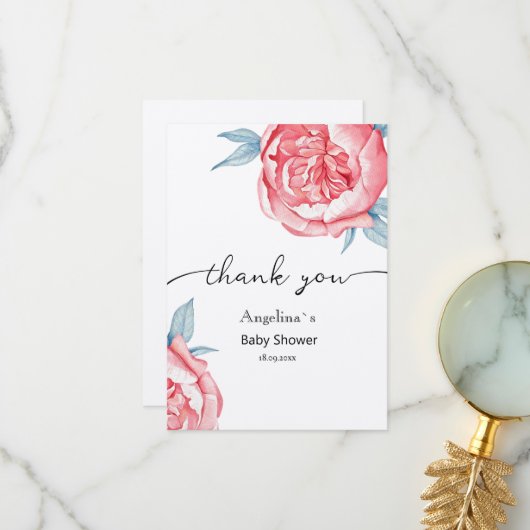 フラットサンキューベビーシャワーカード花 サンキューカード (正面/裏面インサイチュ)