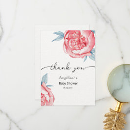 フラットサンキューベビーシャワーカード花 サンキューカード