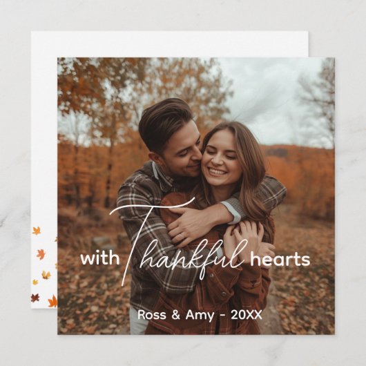 フラットサンクスギビングカーエレガントドレタリングカスタム サンキューカード (正面/裏面)