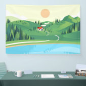 フラットスタイルの家の丘 横断幕 (トレードショー)