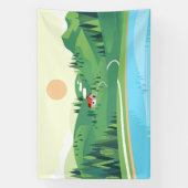 フラットスタイルの家の丘 横断幕 (縦)