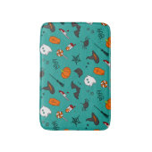 フラットスタイルハロウィーンターコイズパターン。 バスマット (正面縦)