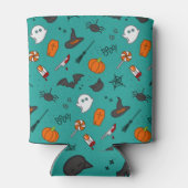 フラットスタイルハロウィーンターコイズパターン。 缶クーラー (裏面)