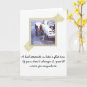 フラットタイヤユーモア カード (黄色い花)