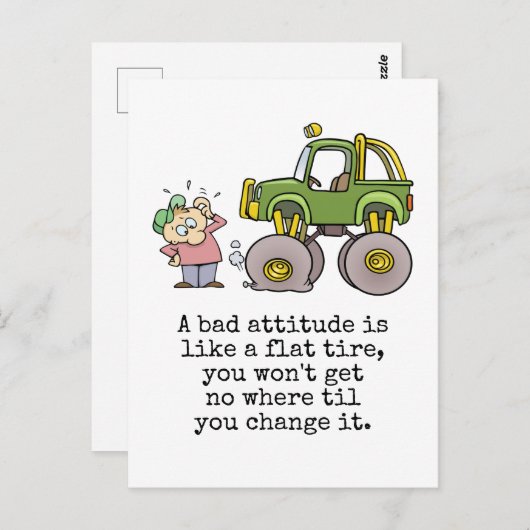 フラットタイヤ漫画とおもしろい悪い姿勢引用文 ポストカード (正面/裏面)