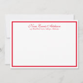 フラットノテ赤と白パーソナライズされたカード 招待状 (正面)