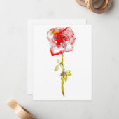 フラットノートカードバラの水色とインク ノートカード (正面/裏面インサイチュ)