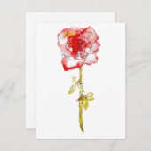 フラットノートカードバラの水色とインク ノートカード (正面/裏面)