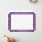 フラットノートカードパープルグリッター縁ど ノートカード (正面/裏面インサイチュ)