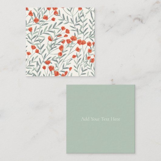 フラットノートカード:フローラ:小さな赤い花 ノートカード (正面/裏面)