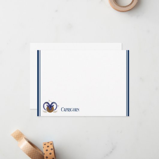 フラットノートカード – 〔占星術の〕十二宮図山羊座 ノートカード (正面/裏面インサイチュ)
