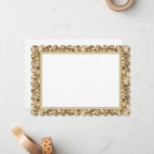 フラットノートカード – 金ゴールドグリッター縁ど ノートカード (正面/裏面インサイチュ)