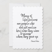 フラットノ感動的ートカードの成功引用文 招待状 (正面)