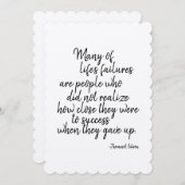 フラットノ感動的ートカードの成功引用文 招待状 (正面/裏面)