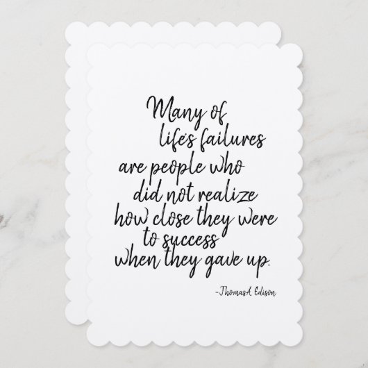 フラットノ感動的ートカードの成功引用文 招待状 (正面/裏面)