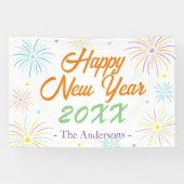 フラットハカラフルッピーニューイヤーお祝い – ホワイト 横断幕 (横)