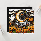フラットハロウィーンのグリーティングカード カード (正面/裏面インサイチュ)