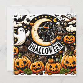 フラットハロウィーンのグリーティングカード カード