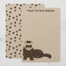 フラットパネルブラウンフェレットサンキューカード