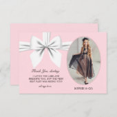 フラットピエレガントックスティファニーホワイトボウサンキューカード サンキューカード (正面/裏面)