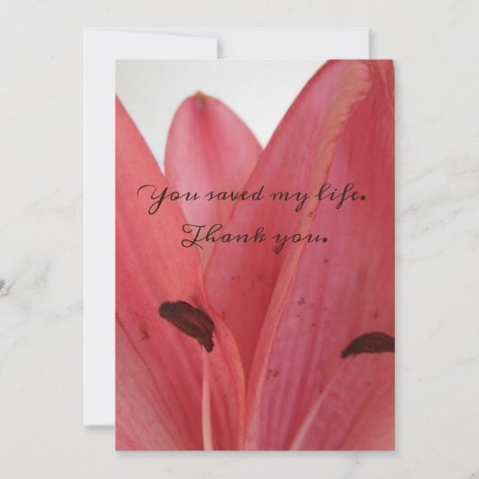フラットピンク花びら救ユーマイライフカード サンキューカード (正面)