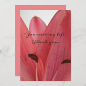 フラットピンク花びら救ユーマイライフカード サンキューカード (正面/裏面)