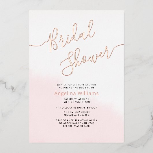 フラットフォイルブライダルシャワー招待カード 箔招待状 (正面)