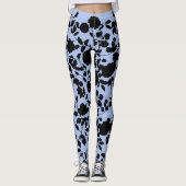 フラットブラックオンペリウィンクルブルーフローラ レギンス (正面)