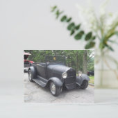 フラットブラック1940のアンティーククラシック車 ポストカード (スタンド正面)
