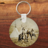 フラットヘッドインディアンヴィンテージ先住民アメリカンウォリアーズ キーホルダー (正面)