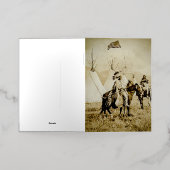 フラットヘッドインディアンヴィンテージ先住民アメリカンウォリアーズ 箔グリーティングカード (外側レイダウン)