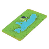 フラットヘッドモンタナ湖USAの地図の旅行ポスター。 マグネット (左側)