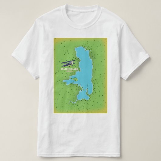 フラットヘッドモンタナ湖USAの地図の旅行ポスター。 Tシャツ (デザイン正面)