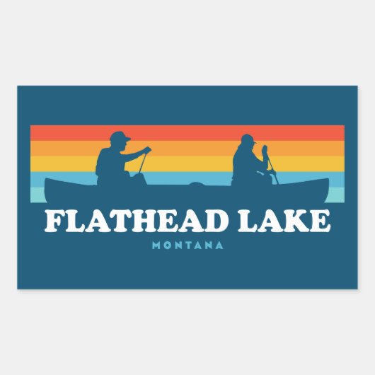 フラットヘッドレイクモンタナカヌー 長方形シール (正面)