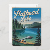 フラットヘッドレイクモンタナヴィンテージ ポストカード (正面/裏面)