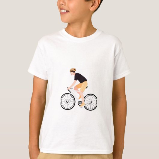 フラットベクターグラフ 自転車に乗る男性 スポーツ サイクリスト Tシャツ (正面)