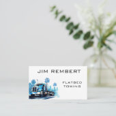 フラットベッドトーイングレポサービスレッドトウトラック 名刺 (スタンド正面)