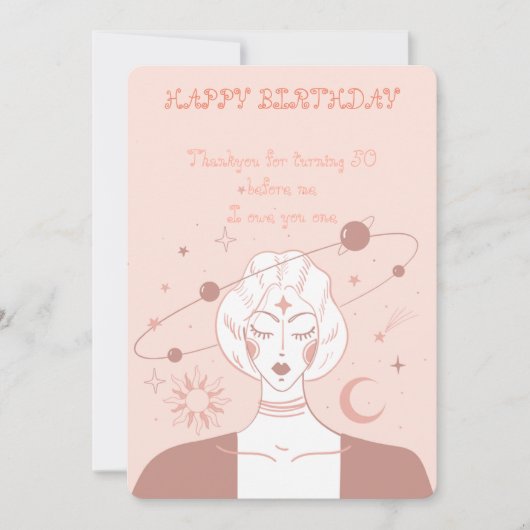 フラットホリデーカードハッピー50th誕生日神秘的 シーズンカード (正面)