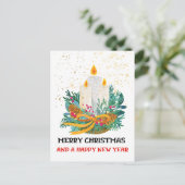 フラットホリデーカード5x7クリスマスキャンドル シーズンポストカード (スタンド正面)