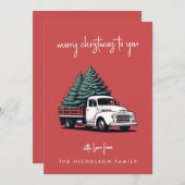 フラットホリデーカード|クリスマスツリー配送トラック シーズンカード (正面/裏面)