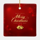 フラットホリデーカード、サイズ： 4.25インチx 5.5インチ、紙: Matt セラミックオーナメント (裏面)