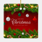 フラットホリデーカード、サイズ： 4.25インチx 5.5インチ、紙: Matt セラミックオーナメント (裏面)