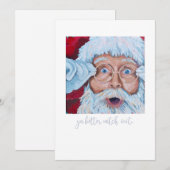 フラットホリデーカー絵を描ドとサンタ シーズンカード (正面/裏面)