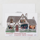 フラットホリデークリスマスハウスファミリーカード シーズンカード (正面/裏面)