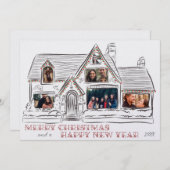 フラットホリデークリスマスハウスファミリーカード シーズンカード (正面/裏面)